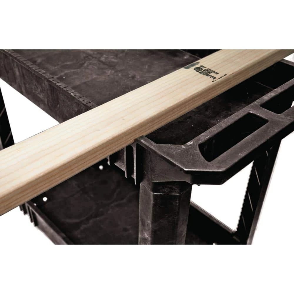 Husky 2-Tier Plastic 4-Wheeled Service Cart In Black 4 Husky 2-Tier Plastic 4-Wheeled Service Cart In Black - Image 4