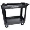 Husky 2-Tier Plastic 4-Wheeled Service Cart In Black With 500 Lbs. Capacity -Husky Shop black husky utility carts 410 111 0111 64 1000