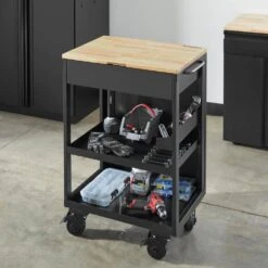 Husky Heavy Duty Welded Utility Cart With Wooden Top In Black (24.25 In. W X 37.5 In. H X 17.5 In. D) 9 Husky Heavy Duty Welded Utility Cart With Wooden Top In Black (24.25 In. W X 37.5 In. H X 17.5 In. D) -Husky Shop black husky utility carts htc1000018 a0 1000