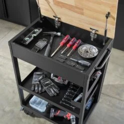 Husky Heavy Duty Welded Utility Cart With Wooden Top In Black (24.25 In. W X 37.5 In. H X 17.5 In. D) 8 Husky Heavy Duty Welded Utility Cart With Wooden Top In Black (24.25 In. W X 37.5 In. H X 17.5 In. D) -Husky Shop black husky utility carts htc1000018 e1 1000