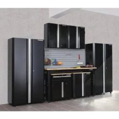 Husky Ready-to-Assemble 24-Gauge Steel Wall Mounted Garage Cabinet In Black (28 In. W X 29.7 In. H X 12 In. D) -Husky Shop black husky wall mounted cabinets g2802w us a0 1000