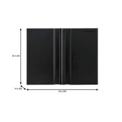 Husky Heavy Duty Welded 20-Gauge Steel Wall Mounted Garage Cabinet In Black (28 In. W X 22 In. H X 14 In. D) -Husky Shop black husky wall mounted cabinets htc1000010 76 1000