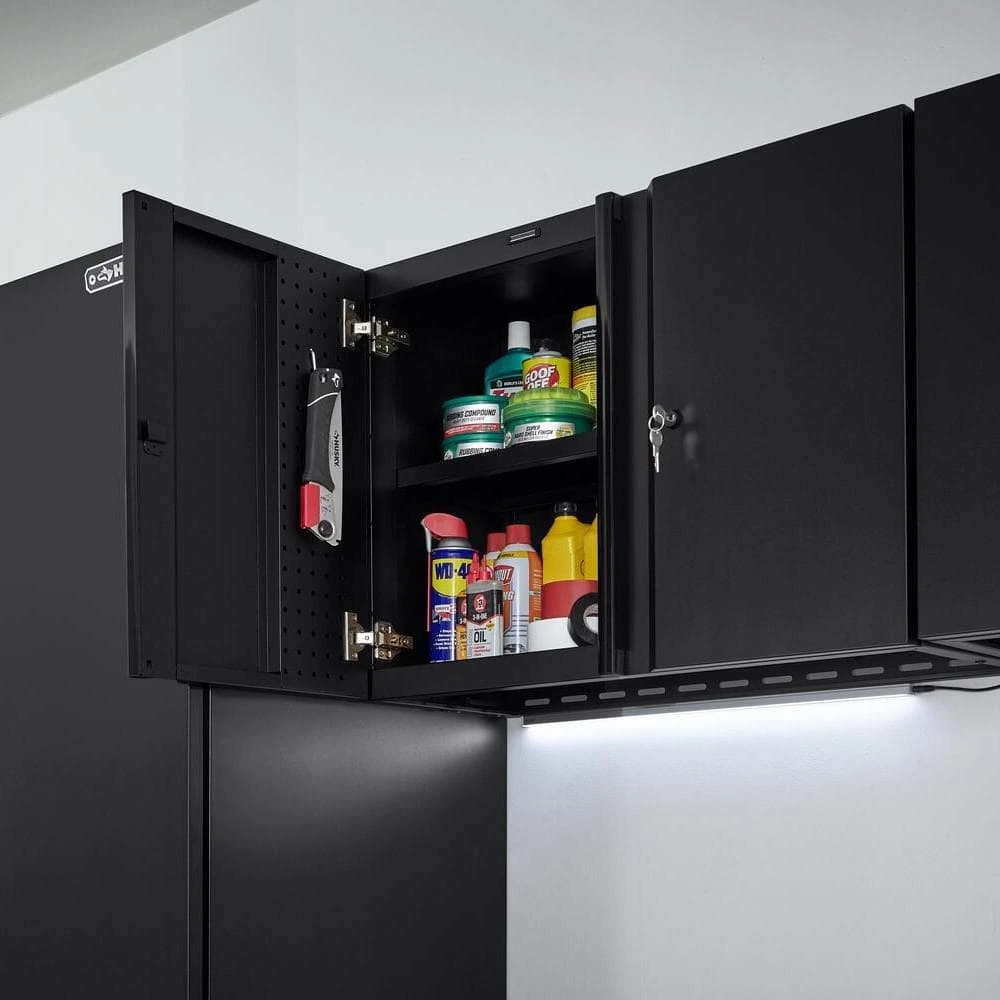 Husky Extra Wide Heavy Duty Welded 20-Gauge Steel Wall Mounted Garage Cabinet In Black (32 In. W X 22 In. H X 14 In. D) 10 Husky Extra Wide Heavy Duty Welded 20-Gauge Steel Wall Mounted Garage Cabinet In Black (32 In. W X 22 In. H X 14 In. D) - Image 10