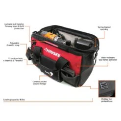 Husky 16 In. Spring-Loaded Tool Bag 19 Husky 16 In. Spring-Loaded Tool Bag -Husky Shop black red husky tool bags 1h 2216 slo 44 1000
