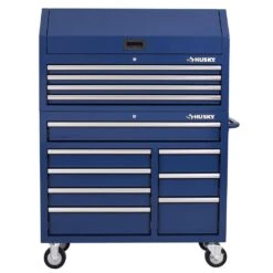 Husky Standard Duty 42 In. X 18 In. D 12-Drawer Blue Rolling Tool Chest Combo -Husky Shop blue husky tool chest combos h42ch4tr8blu 40 1000