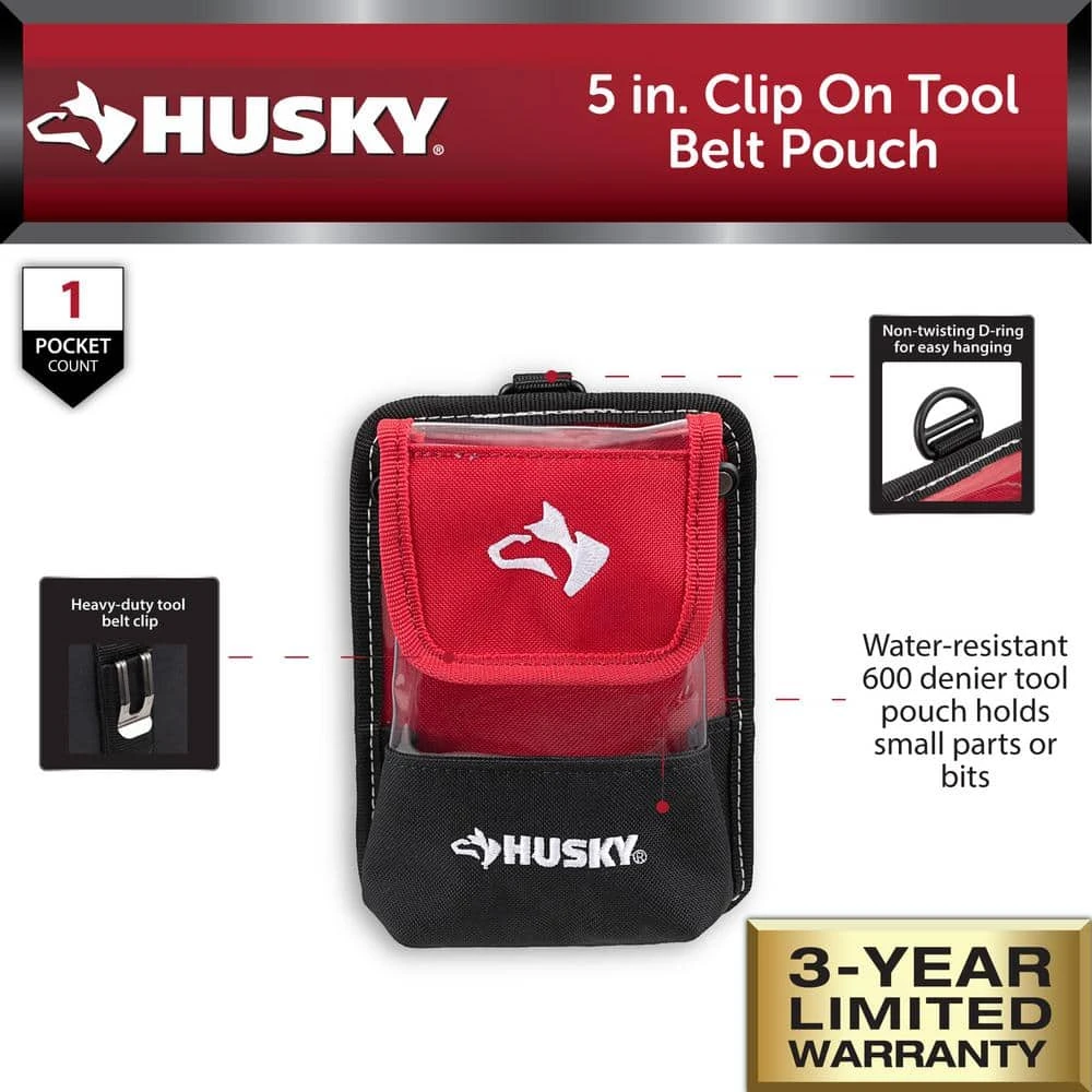 Husky 5 In. Clip On Tool Belt Pouch 2 Husky 5 In. Clip On Tool Belt Pouch - Image 2