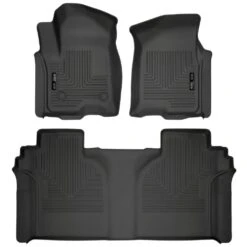 Front And 2nd Seat Floor Liners Fits 2019 Silverado/Sierra 1500 Crew Cab With Carpeted Storage Box