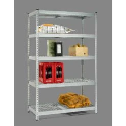 Husky 5-Tier Riveted Steel Garage Storage Shelving Unit In Silver (48 In. W X 78 In. H X 24 In. D) -Husky Shop gavanised husky freestanding shelving units 426007 1d 1000