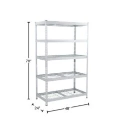Husky 5-Tier Riveted Steel Garage Storage Shelving Unit In Silver (48 In. W X 78 In. H X 24 In. D) -Husky Shop gavanised husky freestanding shelving units 426007 40 1000