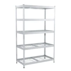 Husky 5-Tier Riveted Steel Garage Storage Shelving Unit In Silver (48 In. W X 78 In. H X 24 In. D)