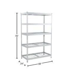 Husky 5-Tier Riveted Steel Garage Storage Shelving Unit In Silver (48 In. W X 78 In. H X 24 In. D) -Husky Shop gavanised husky freestanding shelving units 426007 76 1000