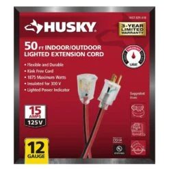 Husky 50 Ft. 12/3 Lighted Extension Cord -Husky Shop general purpose cords hw12350hbrl 4f 1000