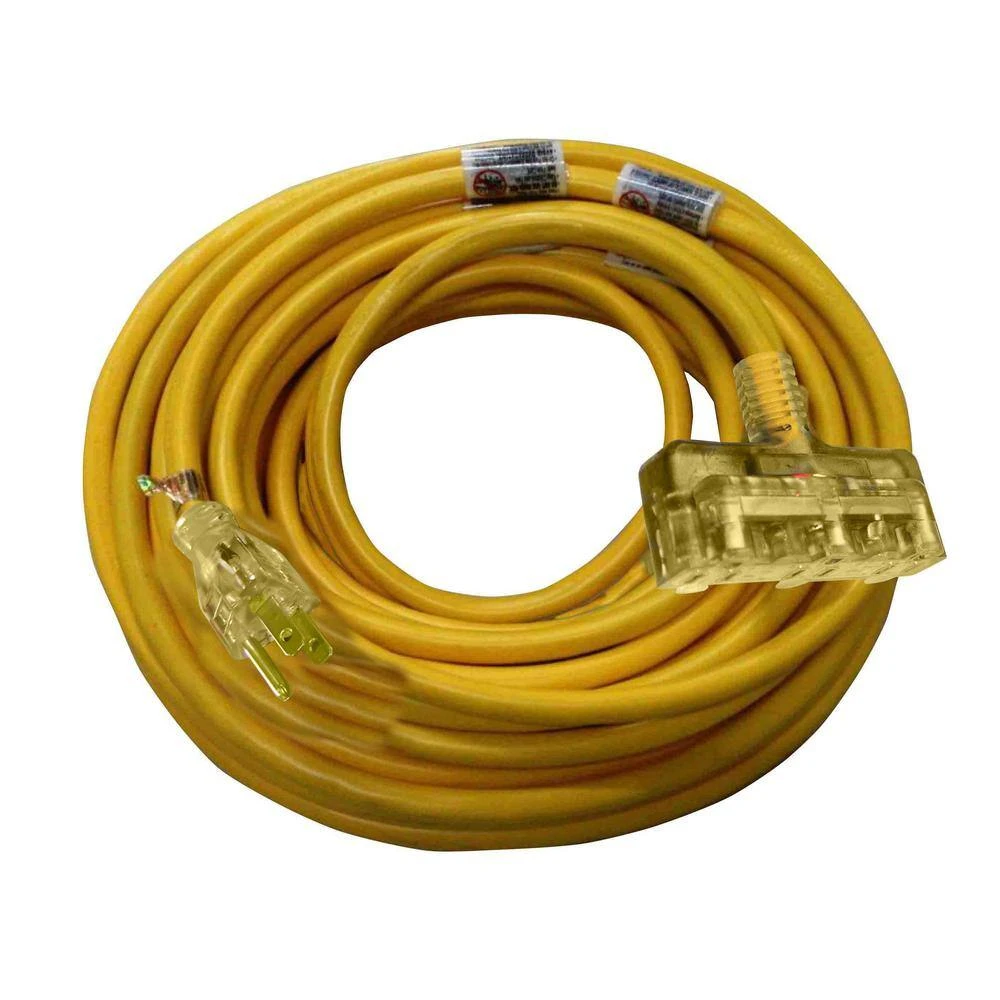 Husky 80 Ft. 14/3 Yellow Extension Lighted Power Block Cord 2 Husky 80 Ft. 14/3 Yellow Extension Lighted Power Block Cord - Image 2