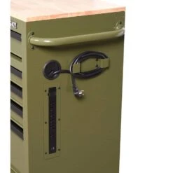Husky 46 In. W X 18.1 In. D 9-Drawer Army Green Mobile Workbench Cabinet With Solid Wood Top -Husky Shop gloss army green husky mobile workbenches h46x18mwc9army m c3 1000