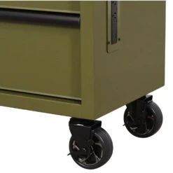 Husky 46 In. W X 18.1 In. D 9-Drawer Army Green Mobile Workbench Cabinet With Solid Wood Top -Husky Shop gloss army green husky mobile workbenches h46x18mwc9army m fa 1000