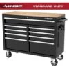 Husky Tool Storage 46 In. W X 18 In. D 9-Drawer Mobile Workbench Cabinet In Gloss Black 25 Husky Tool Storage 46 In. W X 18 In. D 9-Drawer Mobile Workbench Cabinet In Gloss Black -Husky Shop gloss black husky mobile workbenches h46x18mwc9blk 64 1000