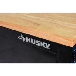 Husky 84 In. W X 18 In. D 9-Drawer Mobile Workbench With Wood Top In Gloss Black -Husky Shop gloss black husky mobile workbenches hotc8409b11m 1d 1000