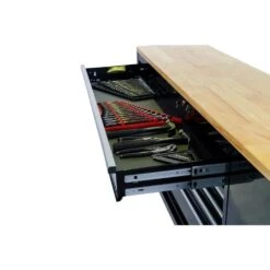 Husky 84 In. W X 18 In. D 9-Drawer Mobile Workbench With Wood Top In Gloss Black -Husky Shop gloss black husky mobile workbenches hotc8409b11m 31 1000