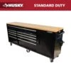 Husky 84 In. W X 18 In. D 9-Drawer Mobile Workbench With Wood Top In Gloss Black -Husky Shop gloss black husky mobile workbenches hotc8409b11m 64 1000