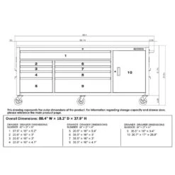 Husky 84 In. W X 18 In. D 9-Drawer Mobile Workbench With Wood Top In Gloss Black -Husky Shop gloss black husky mobile workbenches hotc8409b11m d4 1000