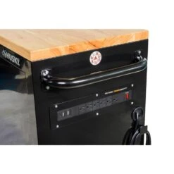 Husky 84 In. W X 18 In. D 9-Drawer Mobile Workbench With Wood Top In Gloss Black -Husky Shop gloss black husky mobile workbenches hotc8409b11m fa 1000