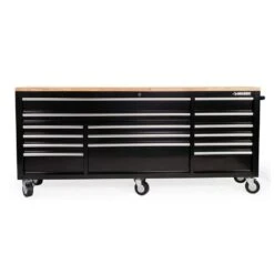 Husky 84 In. W 18 In. D 15-Drawer Mobile Workbench With Wood Top In Gloss Black 23 Husky 84 In. W 18 In. D 15-Drawer Mobile Workbench With Wood Top In Gloss Black -Husky Shop gloss black husky mobile workbenches hotc8415b11m 4f 1000
