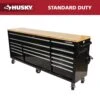Husky 84 In. W 18 In. D 15-Drawer Mobile Workbench With Wood Top In Gloss Black -Husky Shop gloss black husky mobile workbenches hotc8415b11m 64 1000