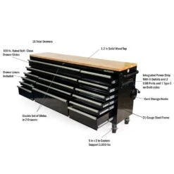 Husky 84 In. W 18 In. D 15-Drawer Mobile Workbench With Wood Top In Gloss Black 18 Husky 84 In. W 18 In. D 15-Drawer Mobile Workbench With Wood Top In Gloss Black -Husky Shop gloss black husky mobile workbenches hotc8415b11m a0 1000