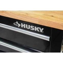 Husky 84 In. W 18 In. D 15-Drawer Mobile Workbench With Wood Top In Gloss Black 26 Husky 84 In. W 18 In. D 15-Drawer Mobile Workbench With Wood Top In Gloss Black -Husky Shop gloss black husky mobile workbenches hotc8415b11m fa 1000