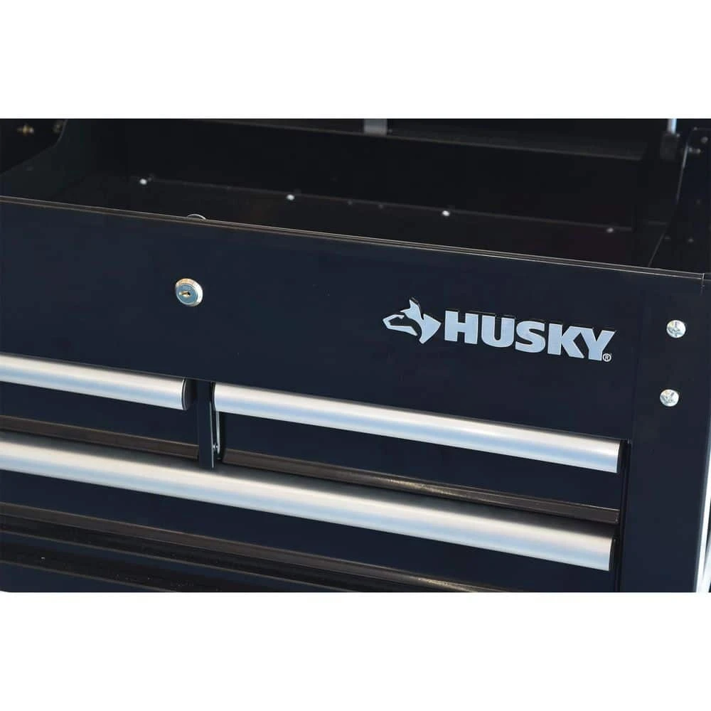 Husky 30 In. Wide By 20 In. Deep 3-Drawer Mechanics Tool Cart, Gloss Black 5 Husky 30 In. Wide By 20 In. Deep 3-Drawer Mechanics Tool Cart, Gloss Black - Image 5