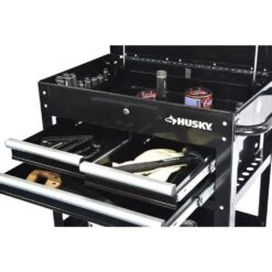 Husky 30 In. Wide By 20 In. Deep 3-Drawer Mechanics Tool Cart, Gloss Black 27 Husky 30 In. Wide By 20 In. Deep 3-Drawer Mechanics Tool Cart, Gloss Black -Husky Shop gloss black husky tool carts houc3003b11 31 1000