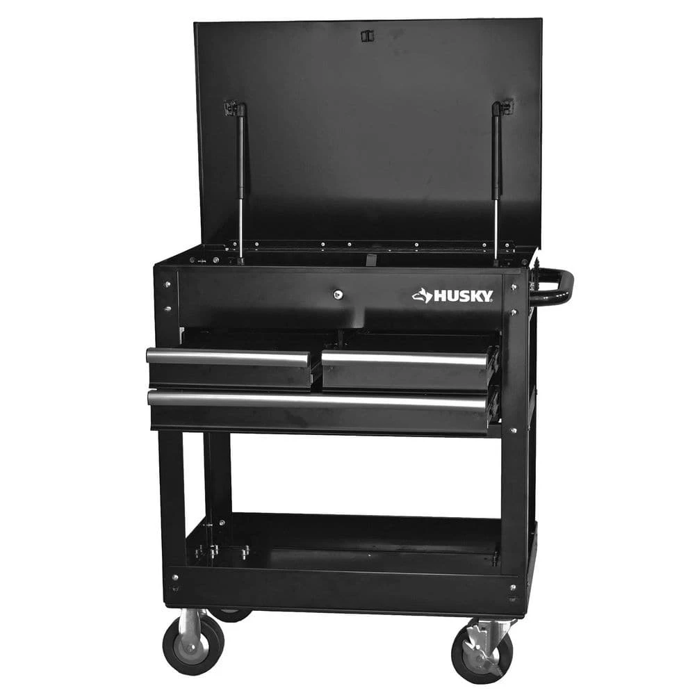 Husky 30 In. Wide By 20 In. Deep 3-Drawer Mechanics Tool Cart, Gloss Black 9 Husky 30 In. Wide By 20 In. Deep 3-Drawer Mechanics Tool Cart, Gloss Black - Image 9