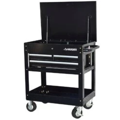 Husky 30 In. Wide By 20 In. Deep 3-Drawer Mechanics Tool Cart, Gloss Black