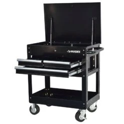Husky 30 In. Wide By 20 In. Deep 3-Drawer Mechanics Tool Cart, Gloss Black 21 Husky 30 In. Wide By 20 In. Deep 3-Drawer Mechanics Tool Cart, Gloss Black -Husky Shop gloss black husky tool carts houc3003b11 c3 1000