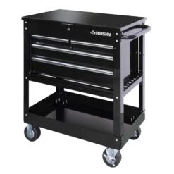 Husky 33 In. W 4-Drawer Mechanics Tool Utility Cart In Gloss Black -Husky Shop gloss black husky tool carts houc3304b10 4f 1000