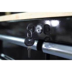 Husky Tool Storage 3-Drawer 36 In. W Standard Duty Gloss Black Rolling Tool Cart With Hardwood Top -Husky Shop gloss black husky tool carts houc3603b1qwk 1f 1000