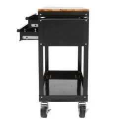 Husky Tool Storage 3-Drawer 36 In. W Standard Duty Gloss Black Rolling Tool Cart With Hardwood Top -Husky Shop gloss black husky tool carts houc3603b1qwk 4f 1000