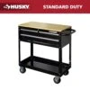 Husky Tool Storage 3-Drawer 36 In. W Standard Duty Gloss Black Rolling Tool Cart With Hardwood Top -Husky Shop gloss black husky tool carts houc3603b1qwk 64 1000