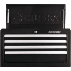 Husky 26 In. W X 12 In. D Standard Duty 4-Drawer Top Tool Chest In Gloss Black -Husky Shop gloss black husky top tool chests hkst98065bk 1d 1000