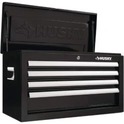 Husky 26 In. W X 12 In. D Standard Duty 4-Drawer Top Tool Chest In Gloss Black -Husky Shop gloss black husky top tool chests hkst98065bk 31 1000