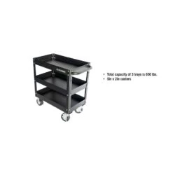 Husky 28 In. Wide 17 In. Deep 3 Tier Cart, Gloss Black -Husky Shop gloss black husky utility carts houc28a3b11 31 1000