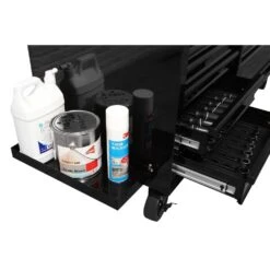 Husky 62 In. W X 36 In. D Standard Duty 12-Drawer Mobile Workbench Tool Chest With Full Length Extension Table In All Black -Husky Shop gloss black with black trim husky mobile workbenches hotc6212b11m 31 1000