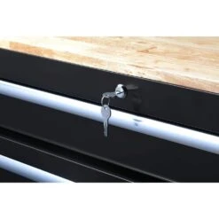 Husky 46 In. W X 24.5 In D Standard Duty 9-Drawer Mobile Workbench With Mechanics Tool Set (290-Piece) In EVA In Gloss Black -Husky Shop gloss black with silver trim husky mobile workbenches h290tb46blkcb 44 1000