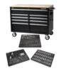 Husky 46 In. W X 24.5 In D Standard Duty 9-Drawer Mobile Workbench With Mechanics Tool Set (290-Piece) In EVA In Gloss Black -Husky Shop gloss black with silver trim husky mobile workbenches h290tb46blkcb 64 1000