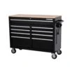 Husky 46 In. W X 18 In. D 9-Drawer Black Mobile Workbench Cabinet -Husky Shop gloss black with silver trim husky mobile workbenches h46mwc9v18 64 1000