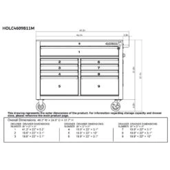 Husky 46 In. X 25 In. D 9-Drawer Mobile Workbench With Adjustable Height Wood Top In Gloss Black 17 Husky 46 In. X 25 In. D 9-Drawer Mobile Workbench With Adjustable Height Wood Top In Gloss Black -Husky Shop gloss black with silver trim husky mobile workbenches holc4609b11m 40 1000