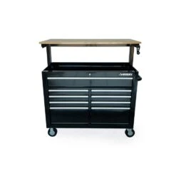 Husky 46 In. X 25 In. D 9-Drawer Mobile Workbench With Adjustable Height Wood Top In Gloss Black 25 Husky 46 In. X 25 In. D 9-Drawer Mobile Workbench With Adjustable Height Wood Top In Gloss Black -Husky Shop gloss black with silver trim husky mobile workbenches holc4609b11m 44 1000
