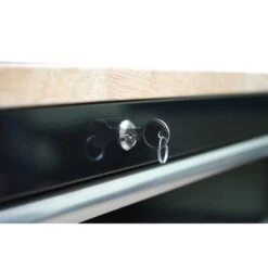 Husky Tool Storage 46 In. W X 51 In. D Standard Duty Black Mobile Workbench Cabinet With Solid Top Full Length Extension Table -Husky Shop gloss black with silver trim husky mobile workbenches hotc4609b15m 76 1000