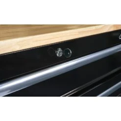 Husky 52 In. W X 25 In. D Standard Duty 9-Drawer Mobile Workbench Tool Chest With Solid Wood Top In Gloss Black 20 Husky 52 In. W X 25 In. D Standard Duty 9-Drawer Mobile Workbench Tool Chest With Solid Wood Top In Gloss Black -Husky Shop gloss black with silver trim husky mobile workbenches hotc5209b12m fa 1000