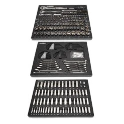 Husky 52 In W X 24.5 In. D Standard Duty 9-Drawer Workbench With 290-Piece Mechanics Tool Set In EVA Trays In Gloss Black 17 Husky 52 In W X 24.5 In. D Standard Duty 9-Drawer Workbench With 290-Piece Mechanics Tool Set In EVA Trays In Gloss Black -Husky Shop gloss black with silver trim husky mobile workbenches hotc5209b12mcmb a0 1000